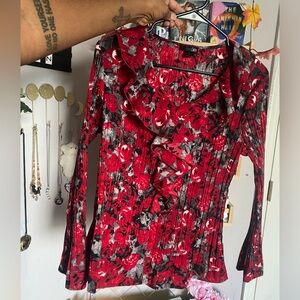 Women's Black and Red Blouse Y2K Vintage Size PL